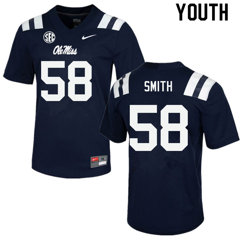 Youth #58 Demarcus Smith Ole Miss Rebels College Football Jerseys Sale-Navy